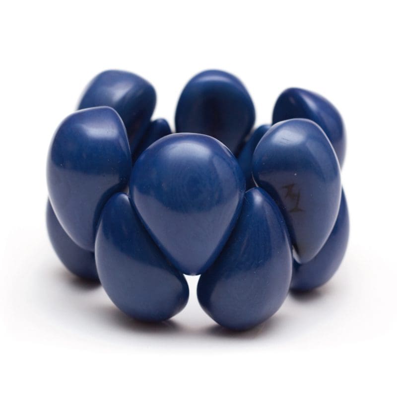 A blue bracelet is shown on the white background.