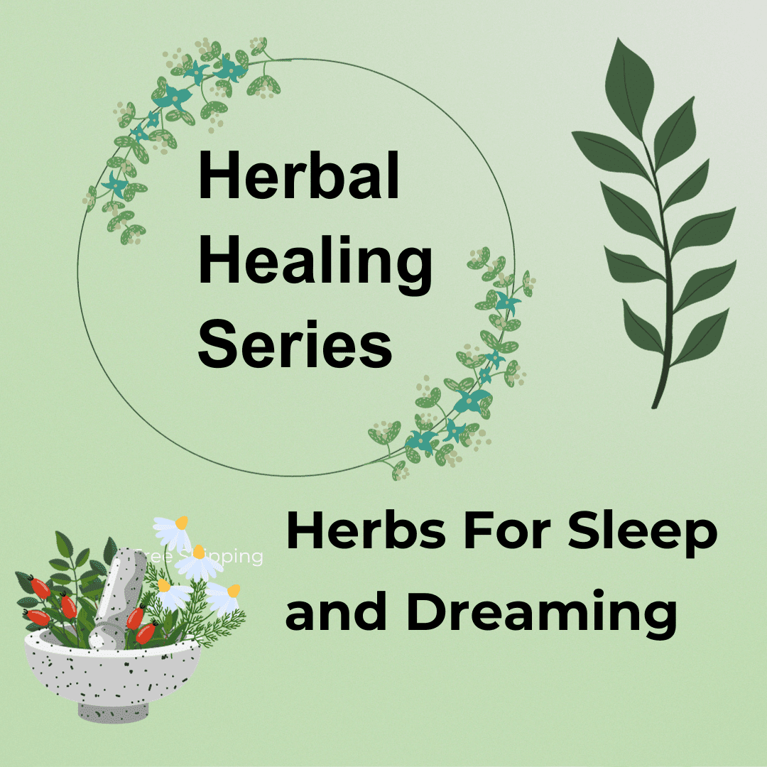 A green background with herbs and leaves.